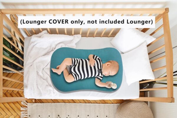 Muslin Baby Lounger Cover 2 Pack, Organic Cotton Removable Slipcover for Newborn,Baby Padded Lounger Infant Floor Seat Cover for Boys Girls - Image 4
