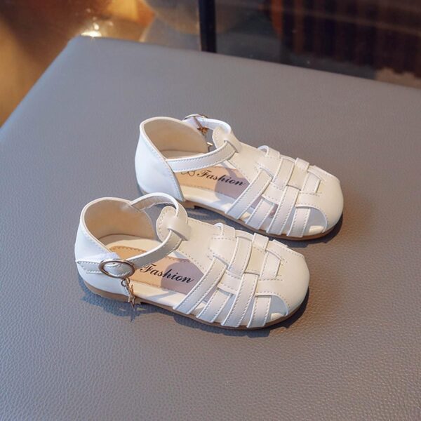 HAOLEI Baby Girls Sandals Close Toe Leather Shoes Toddler Girl Anti Slip Summer Sandals for Beach Park Casual Rubber Sole T-strap Dress Shoes UK Child 2-12 Years - Image 4