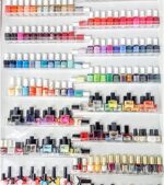 Hedume 6 Pack Nail Polish Rack Wall Mounted Shelf with Removable Anti-slip End Inserts, Nail Polish Wall Rack Shelves, Clear Acrylic Nail Polish Organizer Display for 70-90 Bottles - Image 6