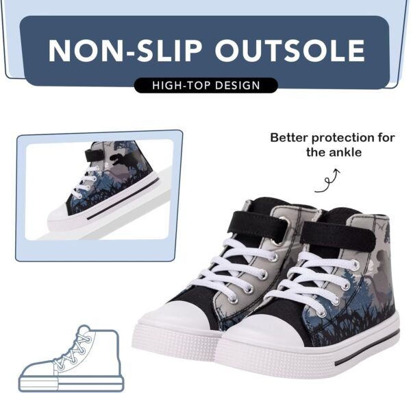 Unisex Trainers Easy Fasten Boys Girls Casual Sneakers Kids High Top Canvas Sports Shoes - Image 3