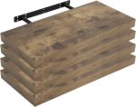 WOLTU 4 Pcs Floating Shelf Wooden Wall Shelves Storage Rustic Brown Display Shelf 40cm Long for Bathroom, Bedroom, Office, Living Room RG9372hov-4