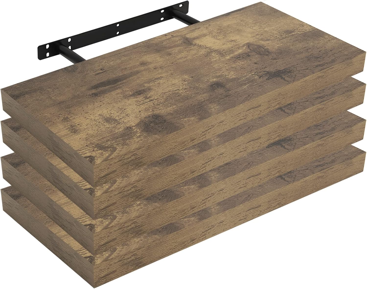 71p2y8UAwWL._AC_SL1500_.jpg WOLTU 4 Pcs Floating Shelf Wooden Wall Shelves Storage Rustic Brown Display Shelf 40cm Long for Bathroom, Bedroom, Office, Living Room RG9372hov-4 - Image 1