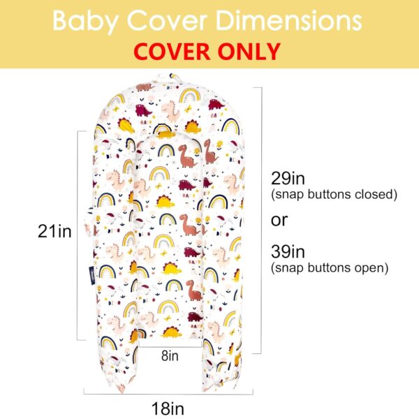 Infant Lounger Baby Nest Replacement Cover | Hypoallergenic | Premium | [Fits Dockatot Deluxe+] (Cover Only) (Rainbow Dino) - Image 2
