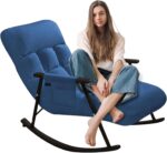 Modern Reclining Rocking Chair for Bedroom Padded Seat Recliner Reading Chair with Rocking Function Indoor Outdoor Lounge Glider Chair for Living Room