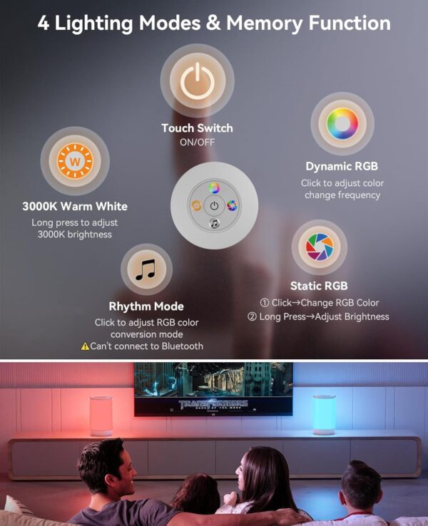 Hensam Night Lights, Rechargeable Lamps with 2200mAh Battery, Portable Touch Light Dimmable Led Table Lamp for Bedroom, Kids, Adults, Baby, 2 Pack - Image 7