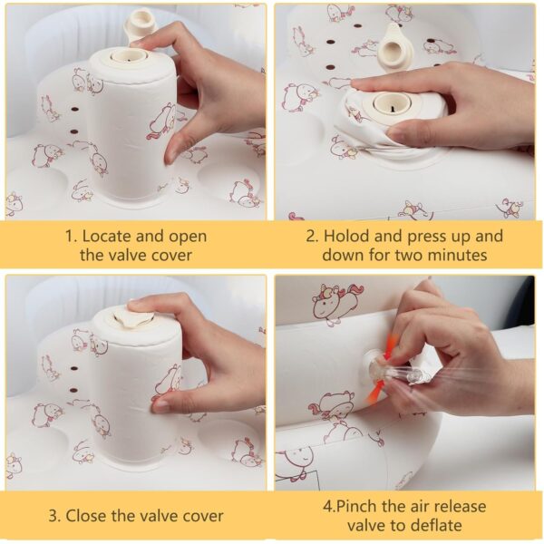 Inflatable Baby Seat with Built in Pump for Babies 3 Months & Up, Baby Floor Seats for Sitting Up, Blow Up Baby Chair for Infants - Unicorn - Image 5