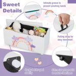 GYMAX Kids Toy Box, Children Storage Chest with Detachable Lid, Upholstered Toddler Storage Bench for Boys Girls (White) - Image 6