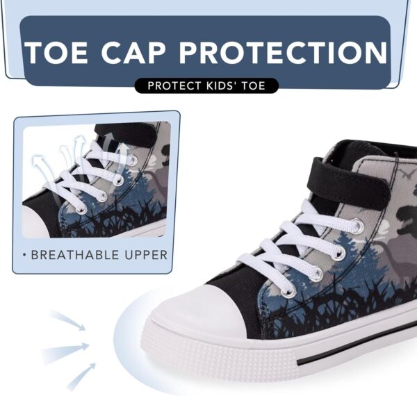 Unisex Trainers Easy Fasten Boys Girls Casual Sneakers Kids High Top Canvas Sports Shoes - Image 4