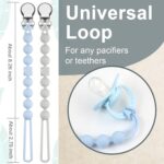 Kowlone Dummy Clips Boys Girls Silicone Soother Pacifier Chain Flexible Binky Holder Set with Texture for Teething Baby Unisex Newborn Dummies 1-Piece Design(Pastel Blue,Glacier Grey) - Image 4