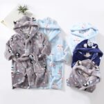 Personalised Bathrobes Toddler Kids Baby Boys Girls Robe Set Cartoon Bathrobes Hooded Warm Flannel Night-Robe Sleepwear Cute Pajamas Suit Dressing Gown Kids - Image 2