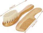 com-four® Baby brush and baby comb from 0 months for newborns and toddlers - Baby hair brush made of bamboo with soft sheep's wool (Comb + hairbrush - sheep) - Image 8