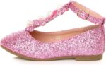 AJVANI Girls Kids Childrens Flat T-BAR Glitter Wedding Bridesmaid Shoes Ballerinas Size - Image 2