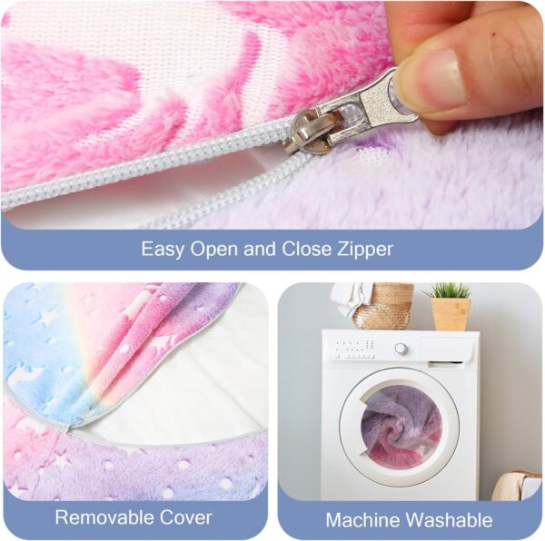 COMAX Unicorn Bean Bag Chairs for Kids 8-12, Large Kid Beanbag Chair with Filler, Big Toddler Lazy Floor Stuffed Couch Sofa for Girls Boys, Glowing Rainbow - Image 7