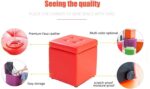 Faux Leather Upholstered Storage Ottoman Footstool Cube Bench Seat with Hinge Top Toy Box Organizer Chest - Image 3