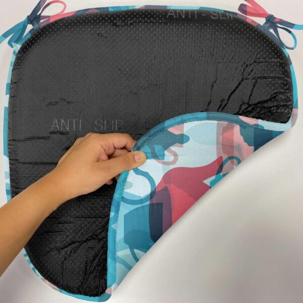 Ambesonne Tea Party Chair Seating Cushion, Crockery Composition Abstract Overlapping Silhouettes Teapot and Cups, Anti-Slip Seat Padding for Kitchen & Patio, 16"x16", Dark Coral Pale Blue - Image 4