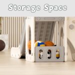 KORIMEFA 4-in-1 Kids Slide Toddler Climber Slide Set with Basketball Hoop, Storage Box and Telescope, Indoor Outdoor Freestanding Slider Garden Slide Playground for Toddlers Ages 18-36 Months - Image 6