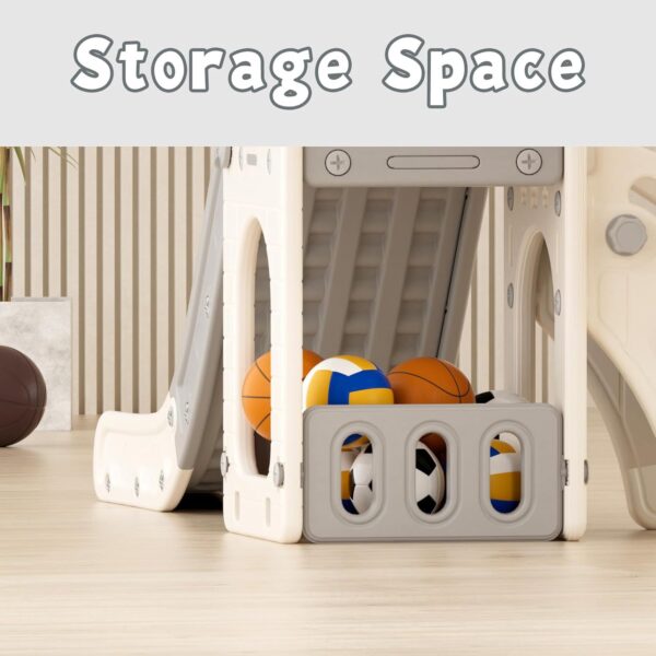 KORIMEFA 4-in-1 Kids Slide Toddler Climber Slide Set with Basketball Hoop, Storage Box and Telescope, Indoor Outdoor Freestanding Slider Garden Slide Playground for Toddlers Ages 18-36 Months - Image 6