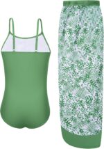 Naiyafly Girls One Piece Swimsuit with Cover Up Wrap Skirt Set Tropical Sequin Girls Swimsuit Cool Printed Bathing Suit Girls Beach Swimwear 9-14 Years - Image 5