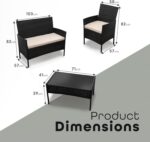 DIVCHI Garden Furniture Set Rattan Patio Conservatory Balcony Indoor Outdoor 4 Seater Piece Glass Top Coffee Table Sofa Loveseat with Cushions (Black) - Image 8