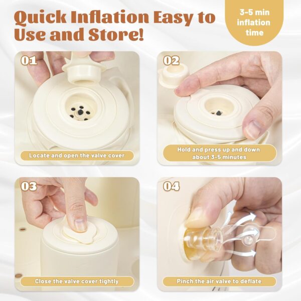 JOSEN Inflatable Baby Seat for Babies 3 Months & Up, Baby Floor Seats Learn to Sit Up, Portable Infant Feeding Shower Chair, Blow Up Baby Chair with Built in Air Pump - Giraffe - Image 5