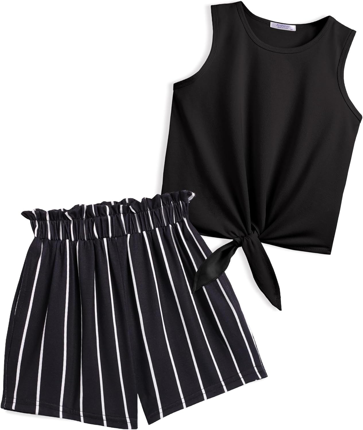 71r5EATF9tL._AC_SL1500_.jpg Arshiner Girls Tank Tops with Shorts Set Kids Summer Clothing Sets Casual Fashion Sleeveless T-shirts Outfits for Girls - Image 1
