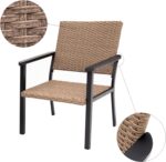 C-Hopetree Outdoor Lounge Chair for Outside Patio Porch, Metal Frame, Natural All Weather Wicker - Image 4