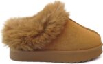 Girls Kids Faux Fur Lined Slip On Comfy Warm Winter Slippers Mules Shoes Size - Image 2