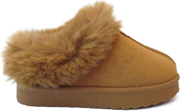 Girls Kids Faux Fur Lined Slip On Comfy Warm Winter Slippers Mules Shoes Size - Image 2