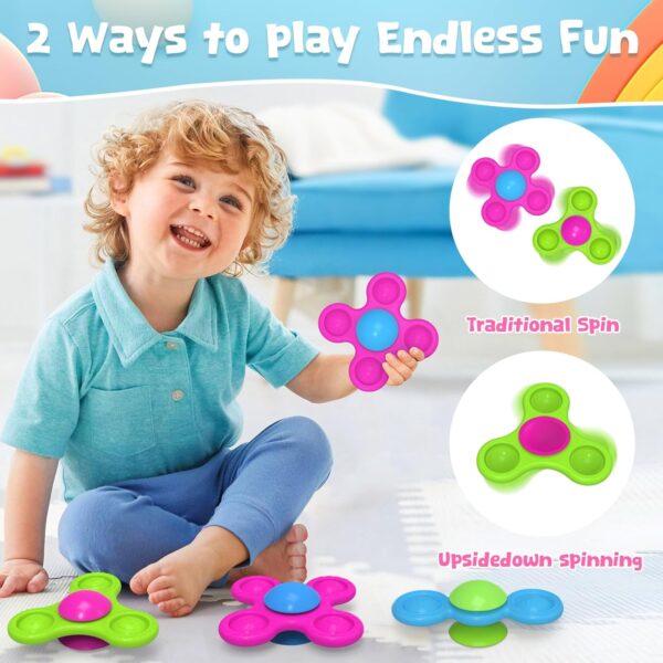 Guibola Suction Cup Spinners for Babies 3PCS Suction Toys with Silicone 10+ Months Fidget Spinning Sensory Toys Baby Bath Toys High Chair Suction Cups Travel Toys for Boy Girl（Classic-Star） - Image 6
