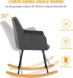 BTM Rocking Chair for Nursery, Rocking Chair with Footstool & Soft Cushion & Solid Wood Legs, Single Recliner, Lounge Chair for Living Room Bedroom/Office/Patio, Dark Grey - Image 5