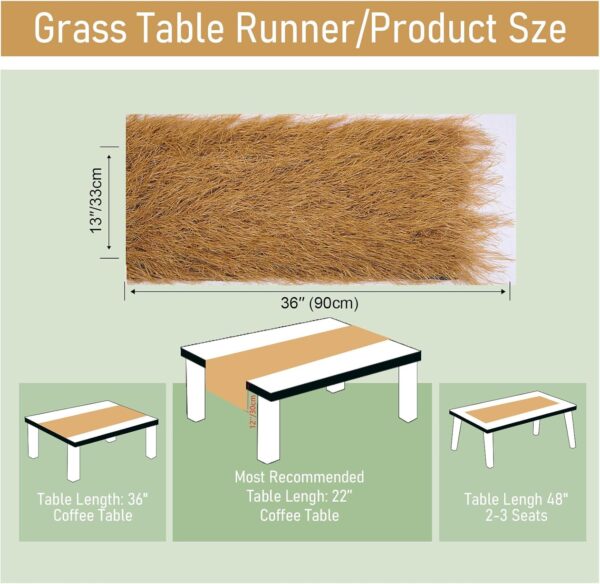 VIJIV Faux Grass Thatch Straw Table Runner Outdoor, 13" x 72" Fake Grass Hay Stacks Table Centerpieces Party Decorations for Modern Farmhouse, Western Themed Cowboy Decor, Home Rustic Decor - Image 5