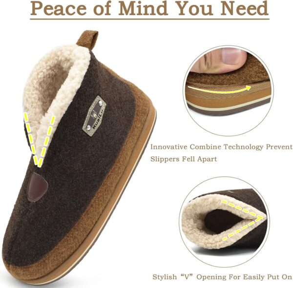 KuaiLu Mens Felt Winter Warm Boot Slippers Cosy Memory Foam Fleece Lined Bootie Slippers with Comfy Arch Support House Shoes Non-Slip Indoor Outdoor Hard Sole - Image 6