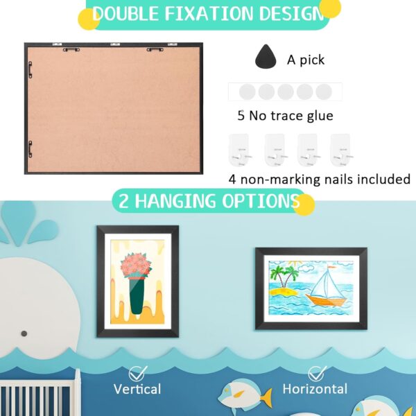 Kids Art Frame Picture Frame - A3 Kids Artwork Display Frame Front Opening 34X46 cm, Black Family Photo Frame for Wall, for Bedroom, Living Room Decor - Image 3