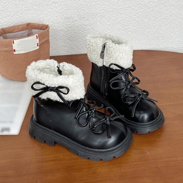 Children's Girls Winter Shoes Baby Children Plush Winter Boots Cuddly Fleece Lining Warm Booties for Toddlers Winter Outdoor Snow Boots Children Winter Barefoot Shoes Low Shoes - Image 4