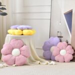 Flower Pillow, Flower Shaped Pillow Decorative Throw Pillows for Bed Couch, Cute Daisy Pillow Dorm Decor Floor Seating Cushion (Yellow, 15 Inches) - Image 4