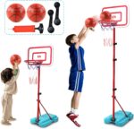 TONZE Kids Basketball Hoop and Stand Height Adjustable,Net and Ball Outdoor Indoor Mini Basketball Hoop Sport Play Set Toys for 4 5 6 7 Year Old Boys Girls(88cm/138cm/190cm)