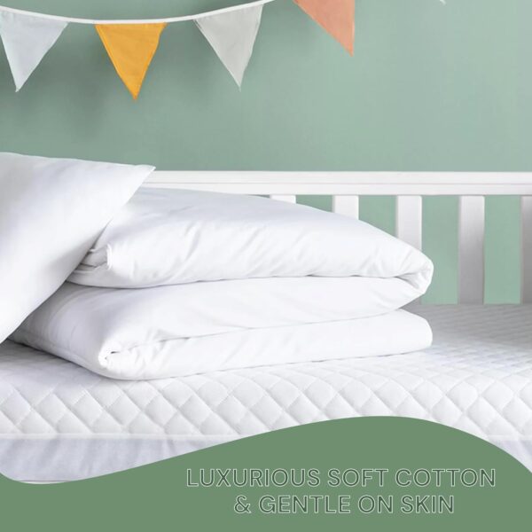 Night Comfort Egyptian Cotton 7.5 Tog Cot Bed Duvet for Toddler, Newborns, Baby Girls and Boys - Soft and Cosy All Season Cot Bed Bedding Hypoallergenic Quilted Baby Duvet - Image 2
