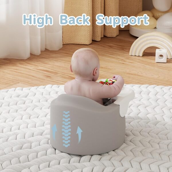 Baby Floor Seat with Tray, Feeding Seat Portable for Sit Up Activity & Eating for Infants, Gray - Image 4
