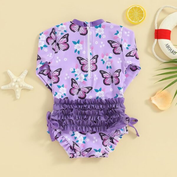 Baby Girl Swimming Costume Baby Swimsuit 3 6 12 18 24 Months 2T 3T Infant Toddler Girls Swimwear Rash Guard Zipper One Piece Long Sleeve Beachwear Bathing Suits Wetsuit - Image 3