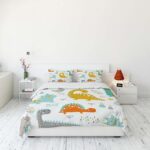 YUANZU Baby Bedding Set Double for Kids Boys Girls Nursery Duvet Cover Set 3 Pieces Colorful Cute Dino Animals Printed Soft Microfiber Quilt Cover with Zipper Closure (200 x 200 cm & 2Pillowcase)