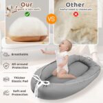 Baby Lounger - Baby Lounger for Newborn, 0-24 Months Baby Nest Breathable & Soft Portable Infant Lounger, Co Sleeper for Baby in Bed Floor Seat, Baby Essentials Gifts for Home and Travel- Little Grey - Image 6