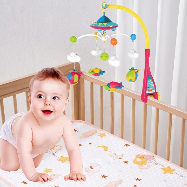 Musical Crib Mobile, Remote Control Baby Mobile, Rotating Light Projector, Soothing Lullabies, Multi-Function Musical Nursery Decoration for Boys and Girls, 50x48 cm, 1200kg - Image 3