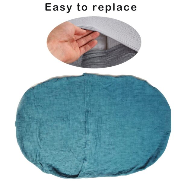 Muslin Baby Lounger Cover 4 Pcs, Soft Cotton Slipcover for Infant Padded Lounger Comfortable Lounger Pillow Case Newborn Floor Seat Cover for Babies Boys Girls (White/Gray/Blue/Ginger) - Image 4