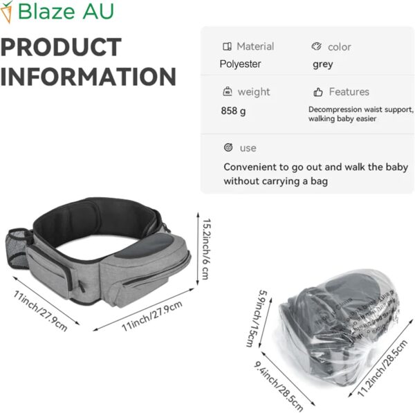 Baby Hip Carrier with Seat | Baby & Toddler Carrier with Adjustable Waistband & Back Support - Image 7
