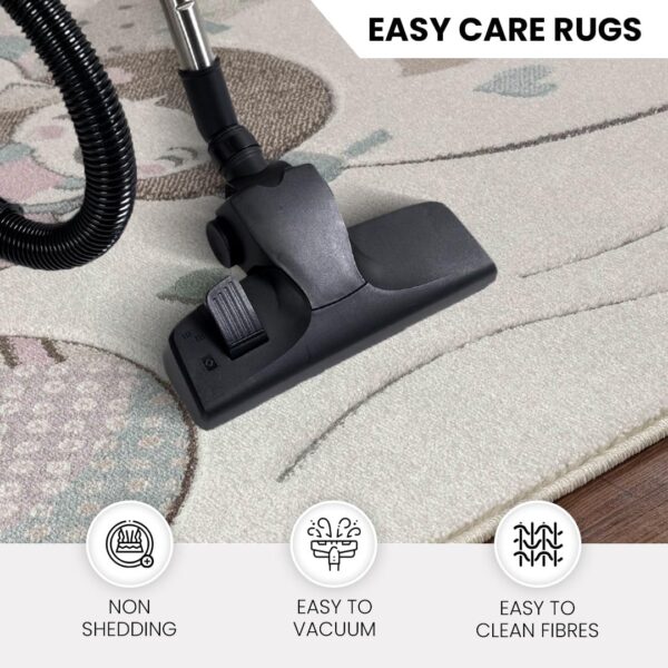 Livabliss Hot Air Balloon Kids Rug - Childrens Rugs for Bedroom 160x213 cm, Kids Carpet for Girls and Boys Bedroom, Playroom and Nursery Rugs, Baby Rug for Girl or Boy Room, Beige and Pink - Image 2