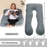 Chilling Home Pregnancy Pillows for Sleeping,U Shaped Maternity Pillow Pillow,55 inch Full Body Pillow Long Pillows for Sleeping, Maternity&Body Pillows for adults with Cover Velvet,Light Black - Image 7