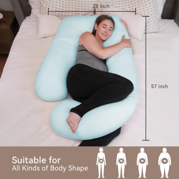 PinkFoggie Cooling Pregnancy Pillow,U Shaped Full Body Pillows for Sleeping Support, 57 Inch Maternity Pillow for Pregnant Women with Cooling Silky Cover,Buttery Soft,Super Breathable for Hot Sleeper - Image 4