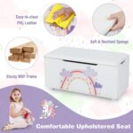 GYMAX Kids Toy Box, Children Storage Chest with Detachable Lid, Upholstered Toddler Storage Bench for Boys Girls (White) - Image 4