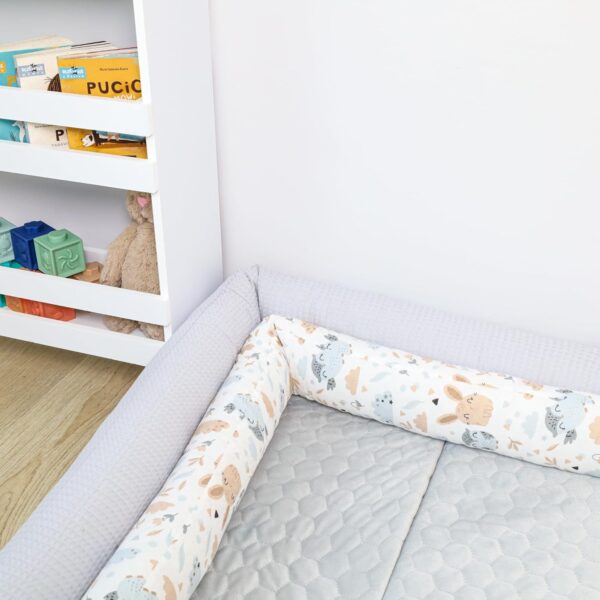 Totsy Baby XXL bed snake, bed pillow, nursing pillow, bed roll, bed guard, decorative pillow, bed border, snake XL handmade White stars on gray 150 cm - Image 6