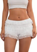 SANSIWU Women Lolita Bloomers Cute Ruffle Shorts Lace Pumpkin Pants Sexy Boyshorts Cute Fluffy Micro Shorts Pettipants
